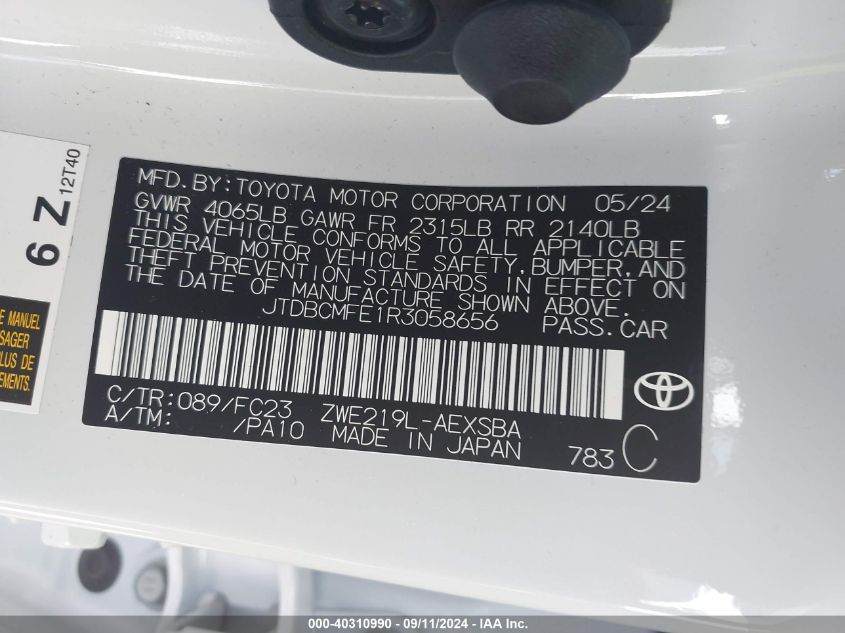 2024 TOYOTA COROLLA HYBRID SE - JTDBCMFE1R3058656