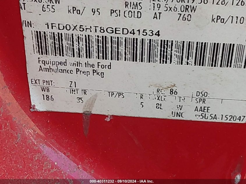 2016 Ford F-550 Chassis Xlt VIN: 1FD0X5HT8GED41534 Lot: 40311232