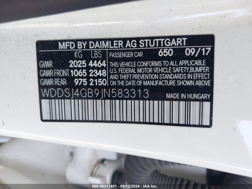 WDDSJ4GB9JN583313 2018 Mercedes-Benz Cla 250 4Matic