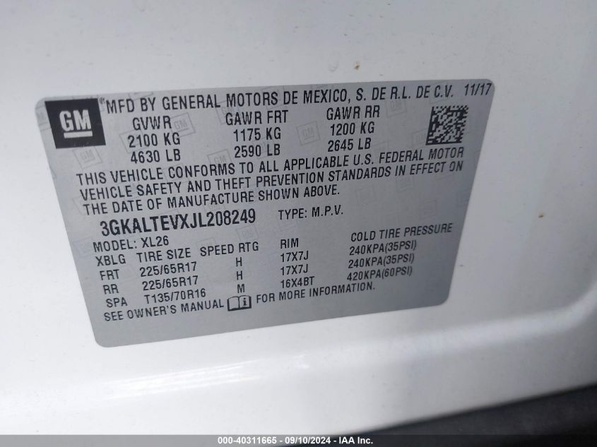 3GKALTEVXJL208249 2018 GMC Terrain Sle
