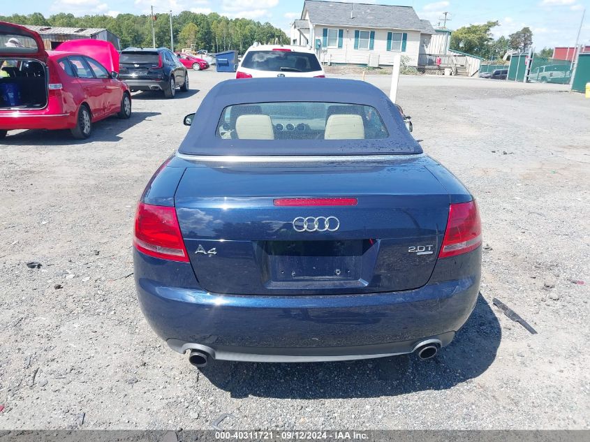 2008 Audi A4 2.0T VIN: WAUDF48H08K008940 Lot: 40311721