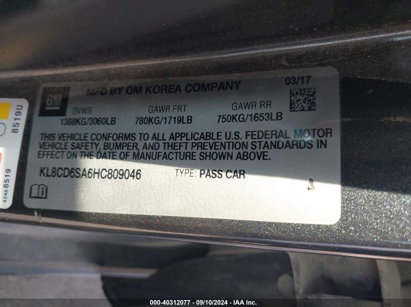 KL8CD6SA6HC809046 2017 Chevrolet Spark 1Lt