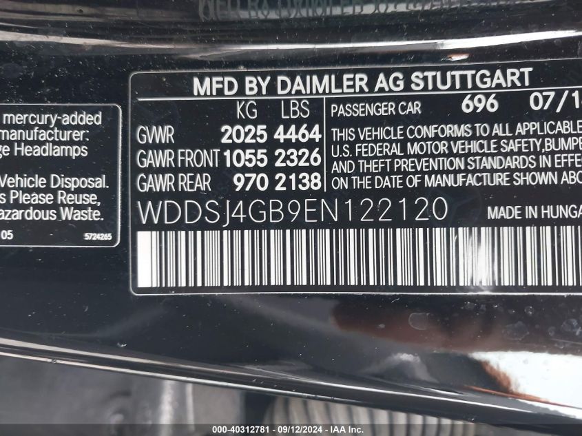 WDDSJ4GB9EN122120 2014 Mercedes-Benz Cla 250 4Matic