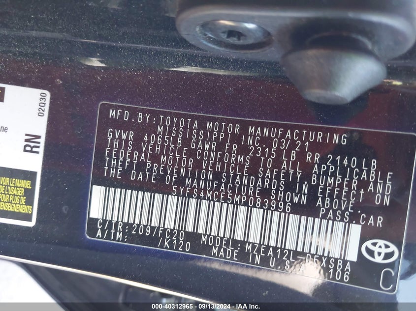 2021 TOYOTA COROLLA SE NIGHTSHADE EDITION - 5YFS4MCE5MP083996