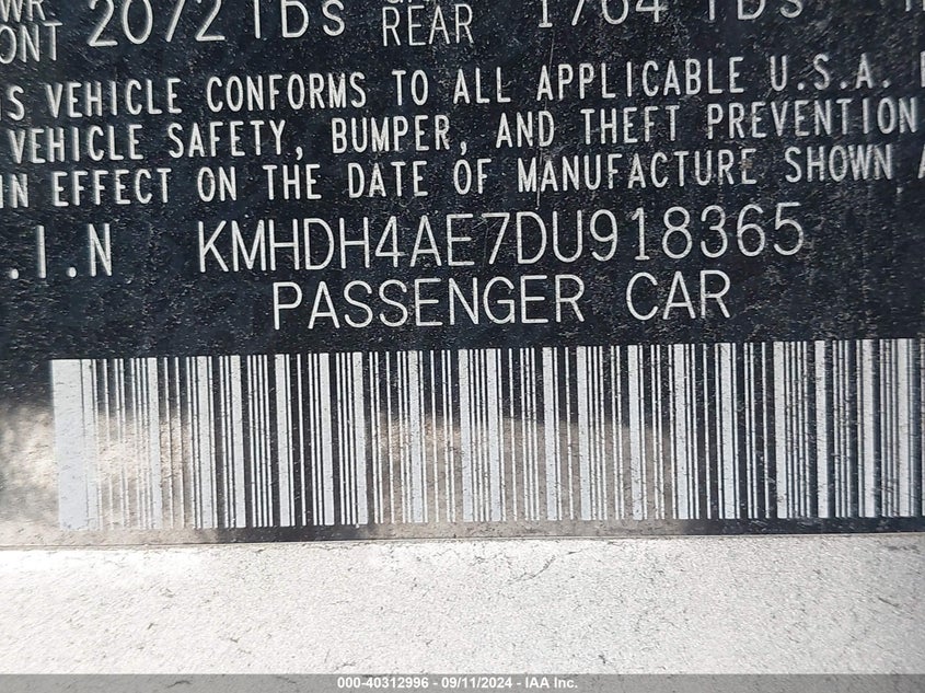 KMHDH4AE7DU918365 2013 Hyundai Elantra Gls/Limited