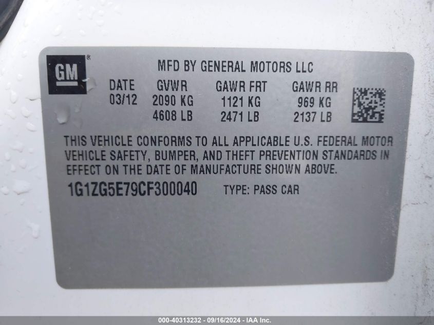 1G1ZG5E79CF300040 2012 Chevrolet Malibu 2Lz