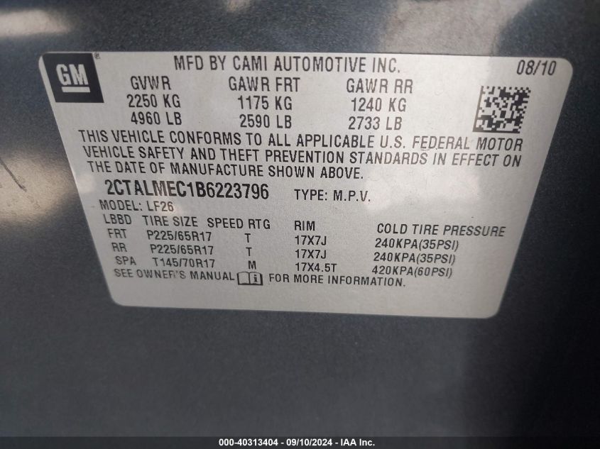 2CTALMEC1B6223796 2011 GMC Terrain Sle-1