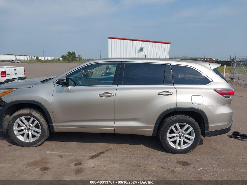 2016 Toyota Highlander Le VIN: 5TDZARFH5GS019222 Lot: 40313767