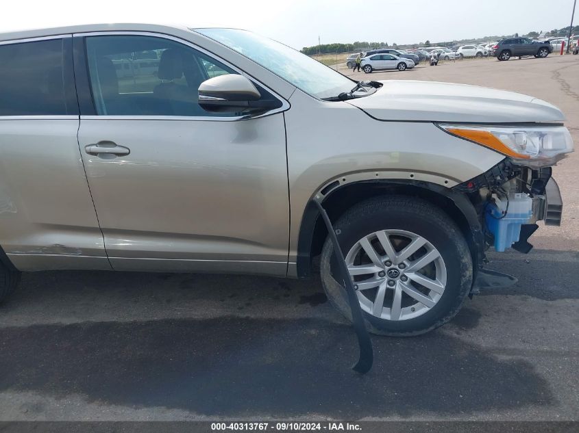 2016 Toyota Highlander Le VIN: 5TDZARFH5GS019222 Lot: 40313767