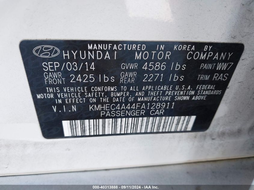 2015 Hyundai Sonata Hybrid Limited VIN: KMHEC4A44FA128911 Lot: 40313888