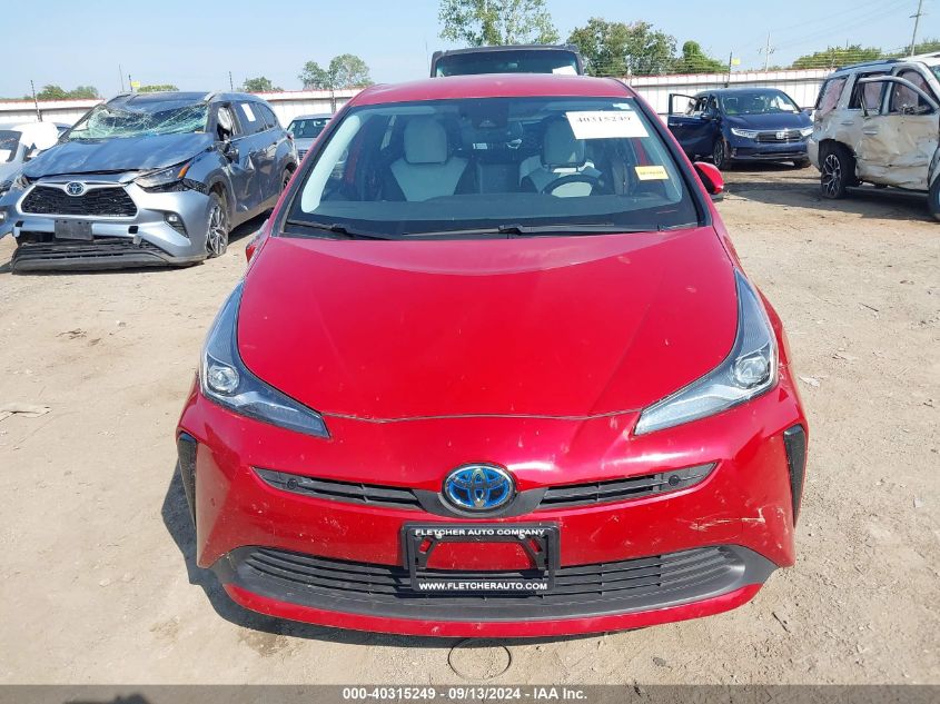 2019 Toyota Prius Xle VIN: JTDKARFU8K3073980 Lot: 40315249