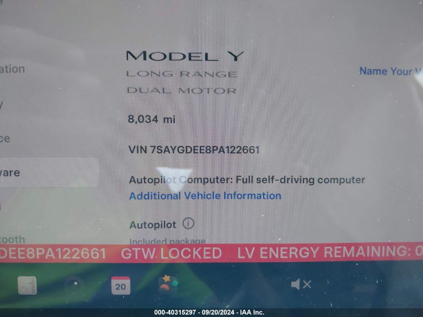 2023 Tesla Model Y Awd/Long Range Dual Motor All-Wheel Drive VIN: 7SAYGDEE8PA122661 Lot: 40315297