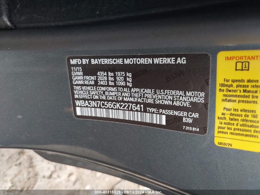 WBA3N7C56GK227641 2016 BMW 428 I