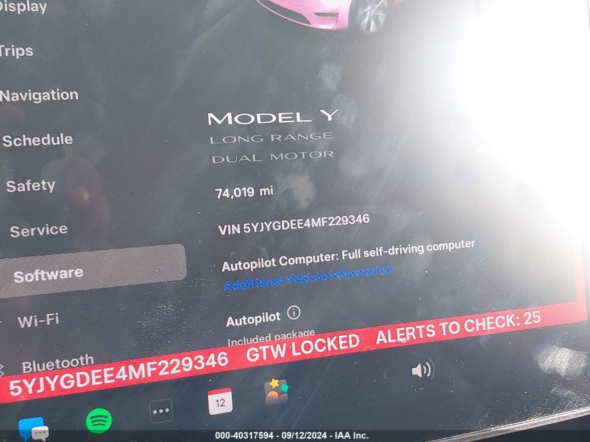 2021 Tesla Model Y Long Range Dual Motor All-Wheel Drive VIN: 5YJYGDEE4MF229346 Lot: 40317594