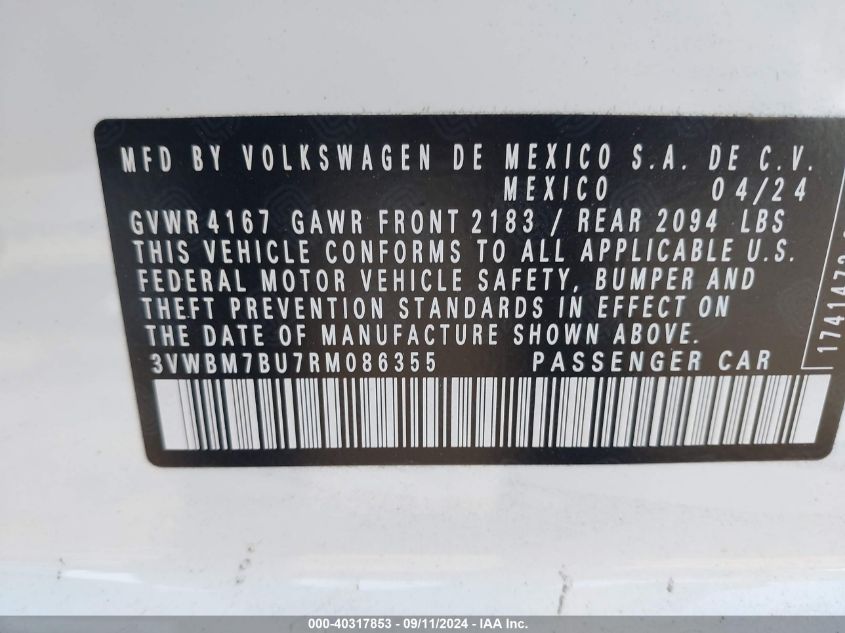 3VWBM7BU7RM086355 2024 Volkswagen Jetta Sport