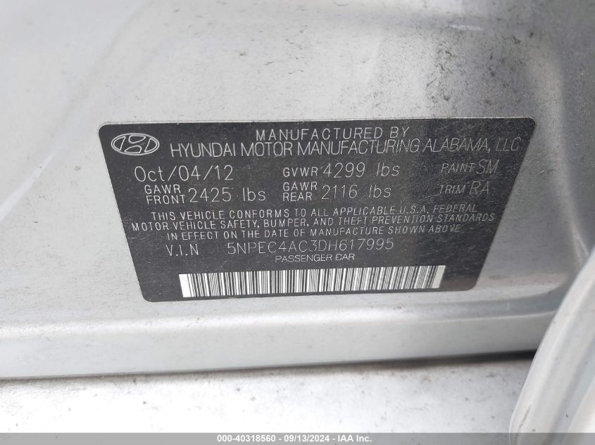 2013 HYUNDAI SONATA SE - 5NPEC4AC3DH617995