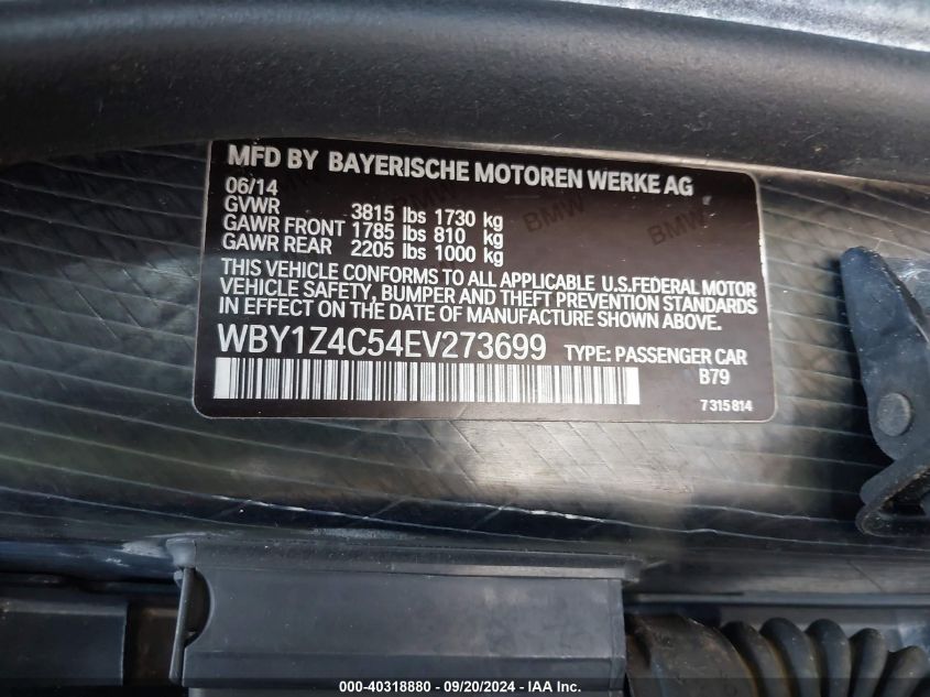 WBY1Z4C54EV273699 2014 BMW I3 Base W/Range Extender