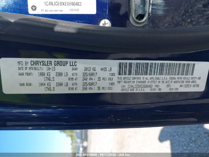 2014 JEEP COMPASS LATITUDE - 1C4NJCEBXED690483