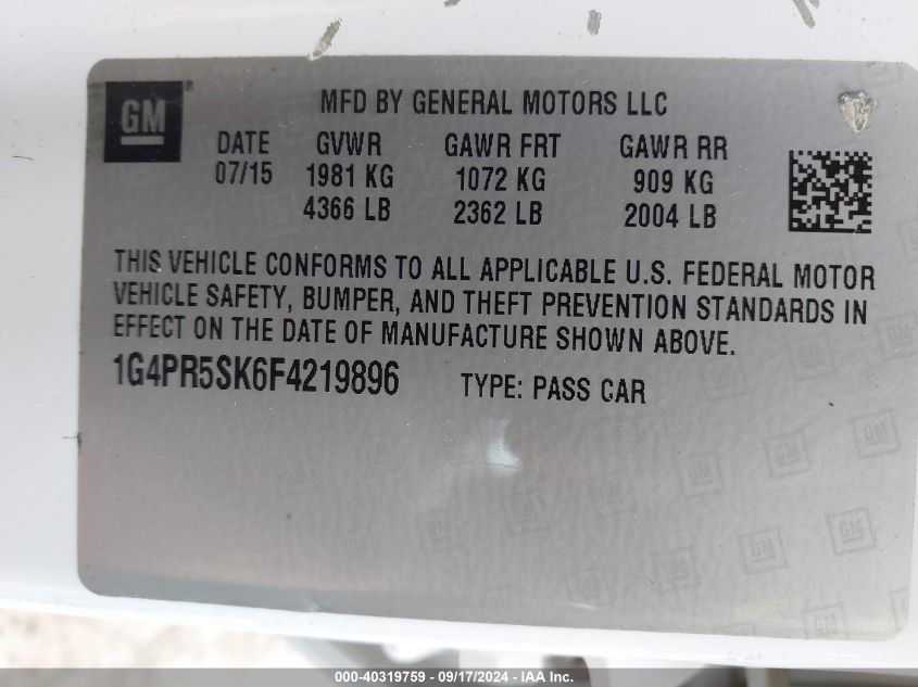 1G4PR5SK6F4219896 2015 Buick Verano Convenience Group