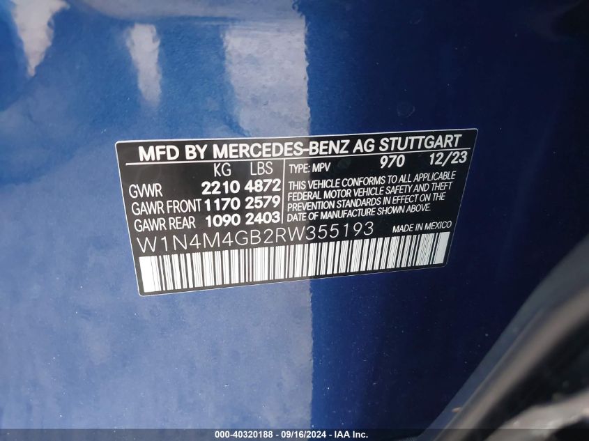 W1N4M4GB2RW355193 2024 Mercedes-Benz Glb 250