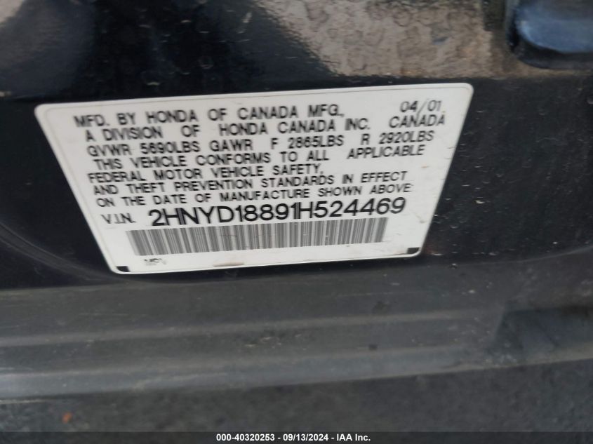 2HNYD18891H524469 2001 Acura Mdx