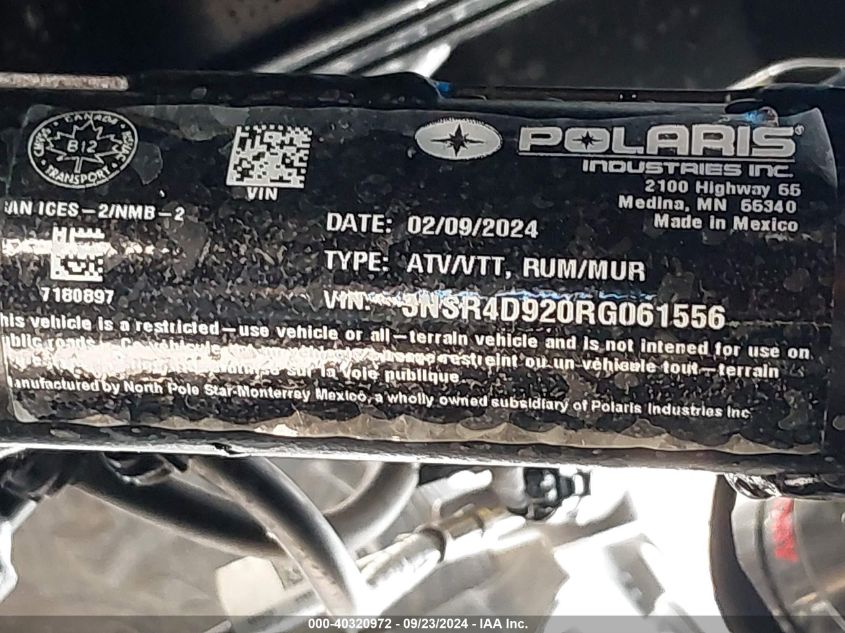 3NSR4D920RG061556 2024 Polaris Rzr Pro Xp 4 Ultimate