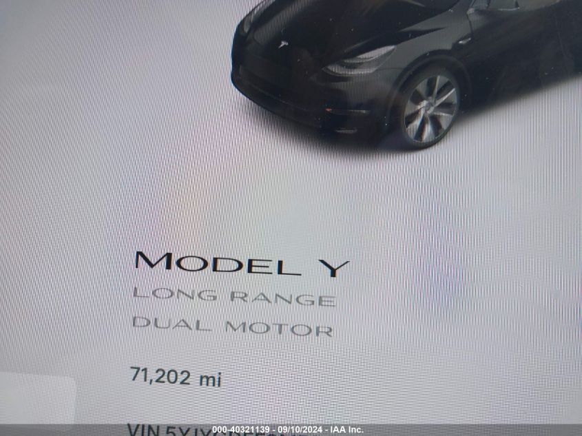 2021 Tesla Model Y Long Range Dual Motor All-Wheel Drive VIN: 5YJYGDEE9MF077127 Lot: 40321139