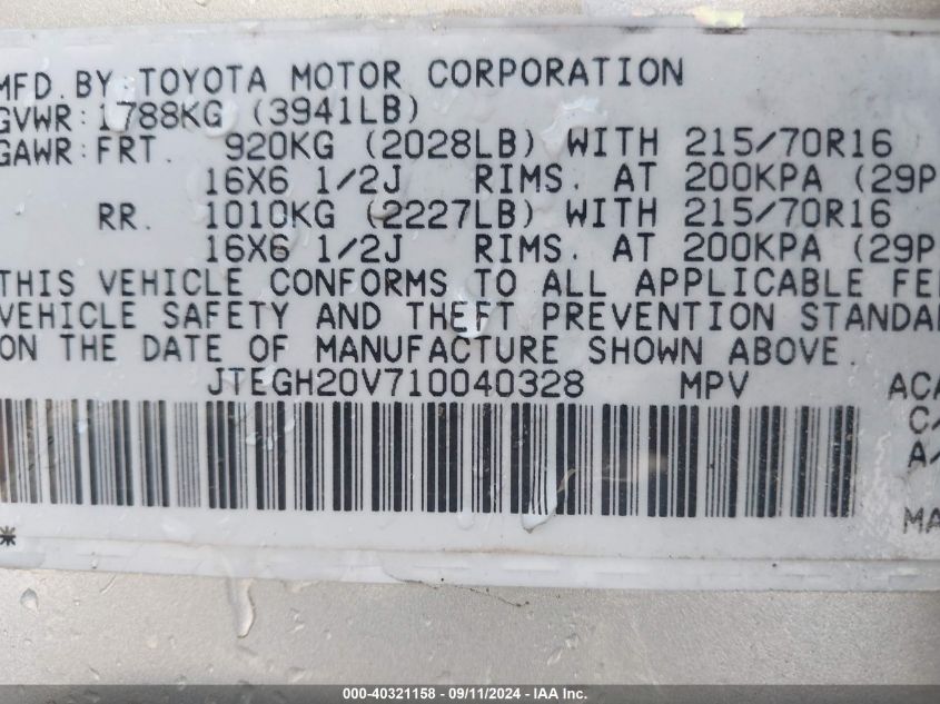 JTEGH20V710040328 2001 Toyota Rav4