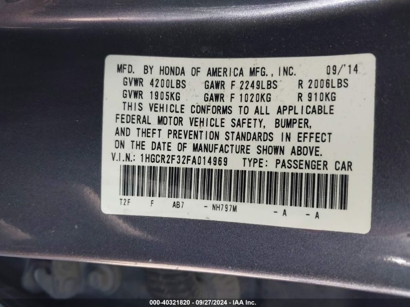 1HGCR2F32FA014969 2015 Honda Accord Lx