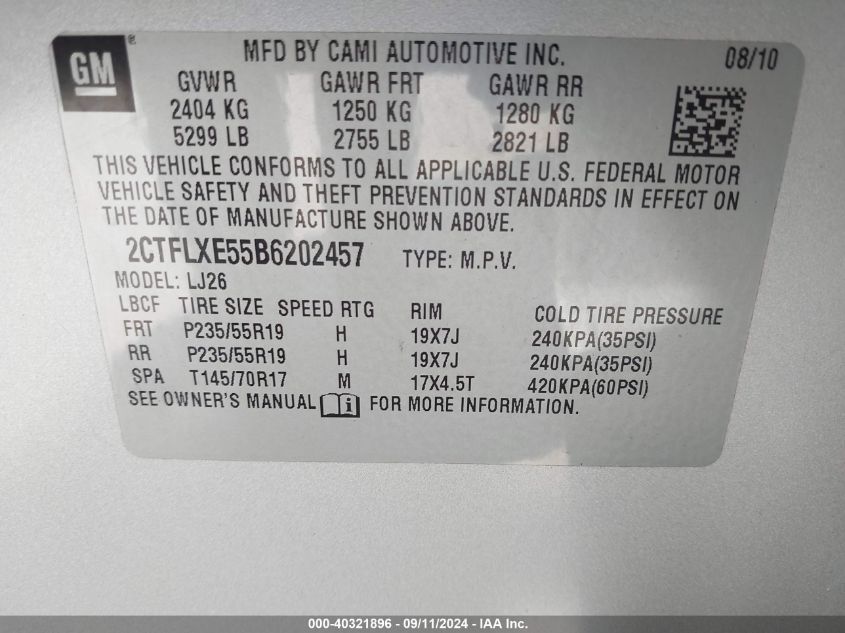 2CTFLXE55B6202457 2011 GMC Terrain Slt-2