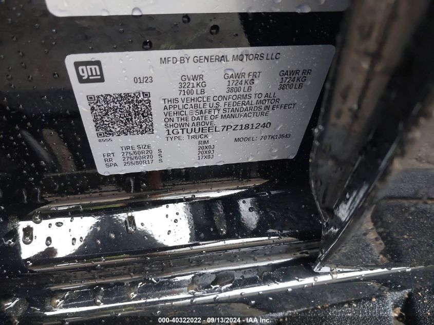 2023 GMC Sierra 1500 4Wd Short Box At4 VIN: 1GTUUEEL7PZ181240 Lot: 40322022