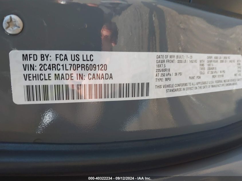 2023 Chrysler Pacifica Hybrid Touring L VIN: 2C4RC1L70PR609120 Lot: 40322234