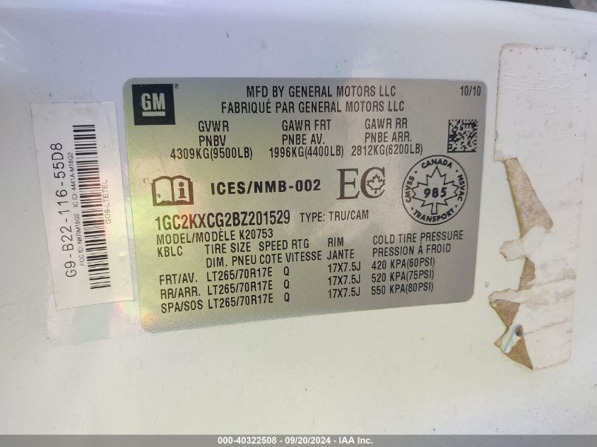 1GC2KXCG2BZ201529 2011 Chevrolet Silverado 2500Hd Lt