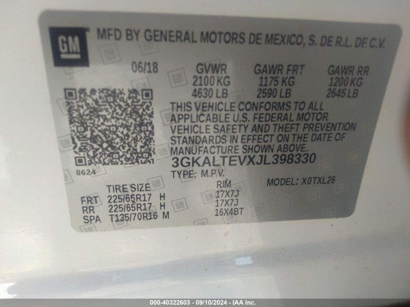 3GKALTEVXJL398330 2018 GMC Terrain Sle