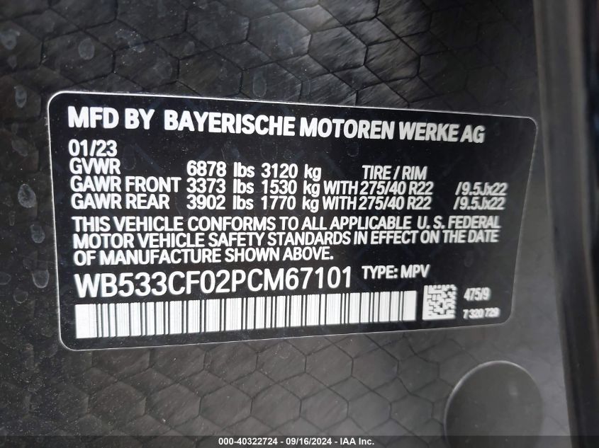 WB533CF02PCM67101 2023 BMW Ix M60