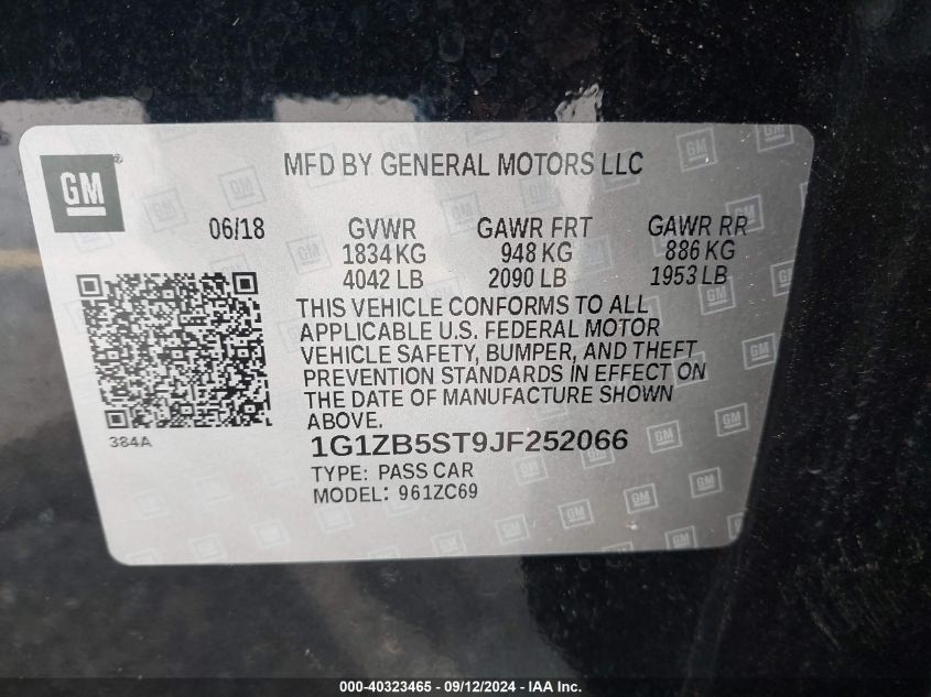 2018 CHEVROLET MALIBU 1LS - 1G1ZB5ST9JF252066