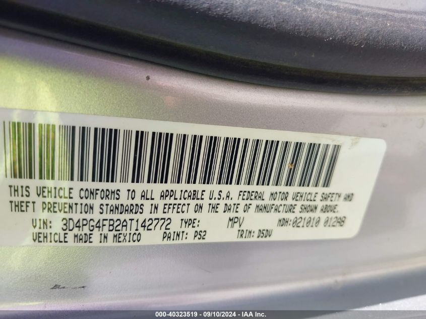 2010 Dodge Journey Se VIN: 3D4PG4FB2AT142772 Lot: 40323519