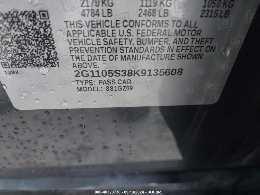 2G1105S38K9135608 2019 Chevrolet Impala Premier