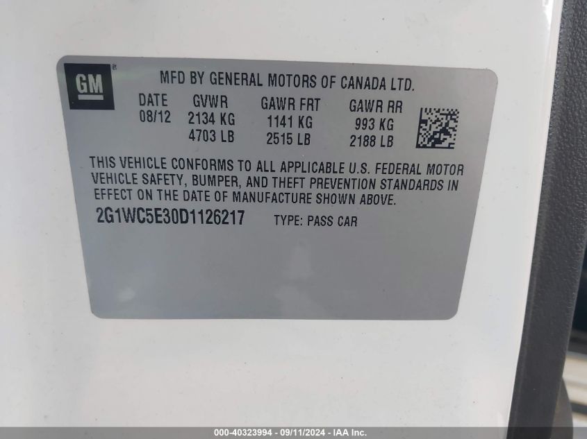 2G1WC5E30D1126217 2013 Chevrolet Impala Ltz