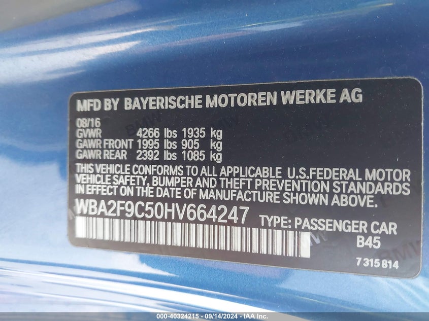 2017 BMW 230I WBA2F9C50HV664247