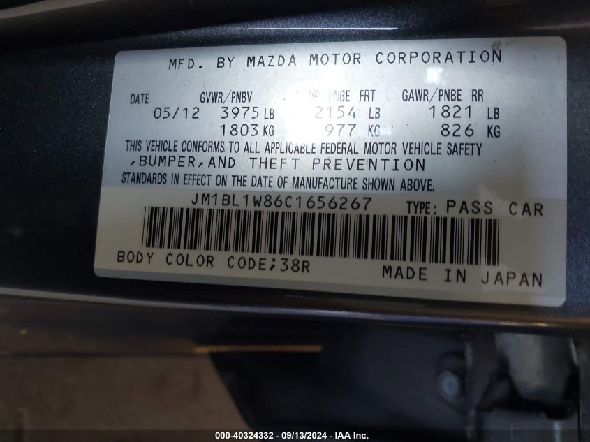 JM1BL1W86C1656267 2012 Mazda Mazda3 I Grand Touring