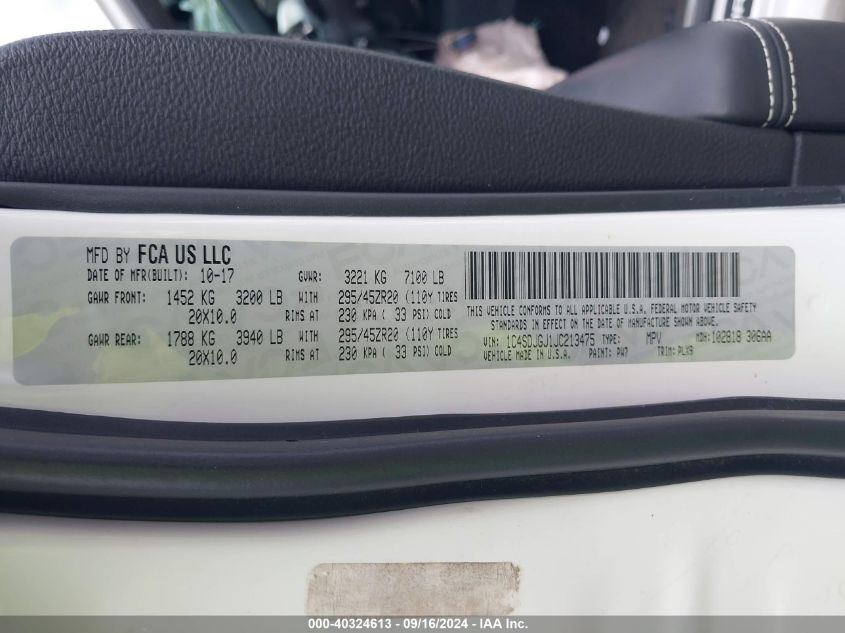 2018 DODGE DURANGO SRT AWD - 1C4SDJGJ1JC213475