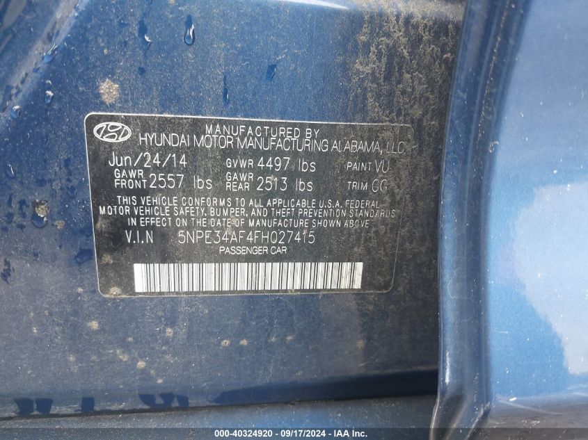 5NPE34AF4FH027415 2015 Hyundai Sonata Sport