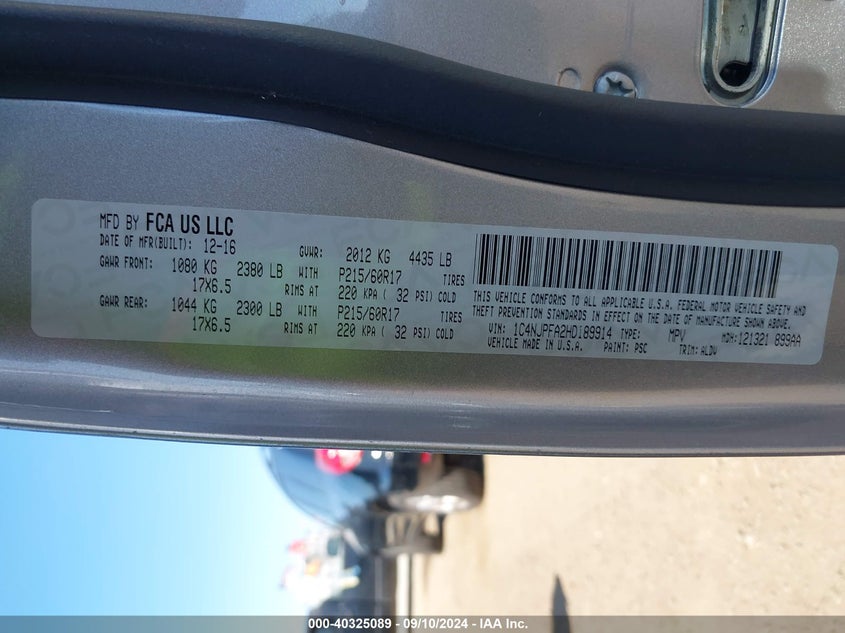 2017 JEEP PATRIOT HIGH ALTITUDE FWD - 1C4NJPFA2HD189914