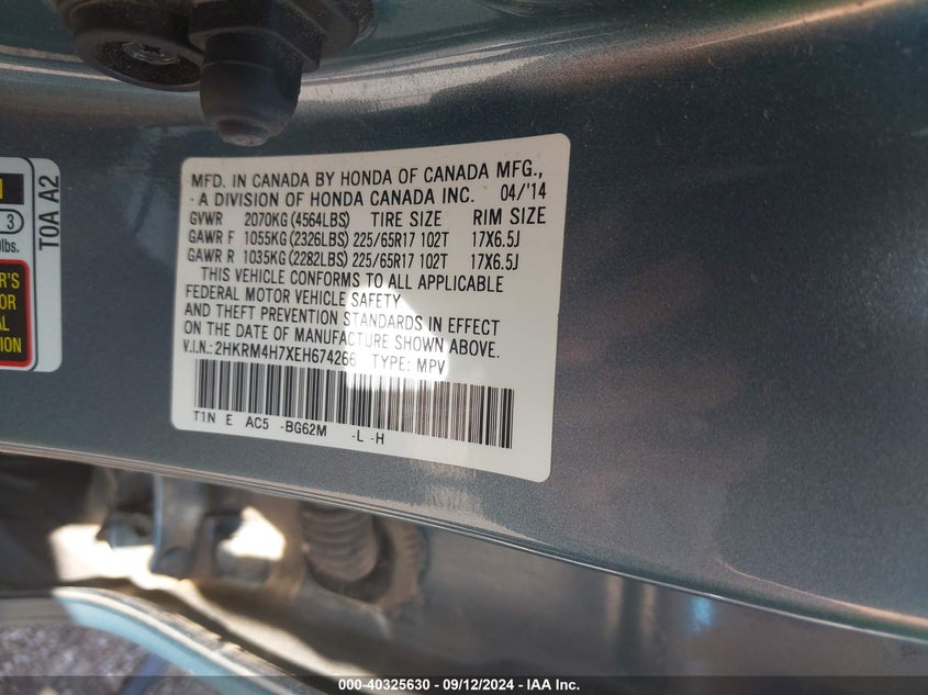2014 HONDA CR-V EX-L - 2HKRM4H7XEH674266