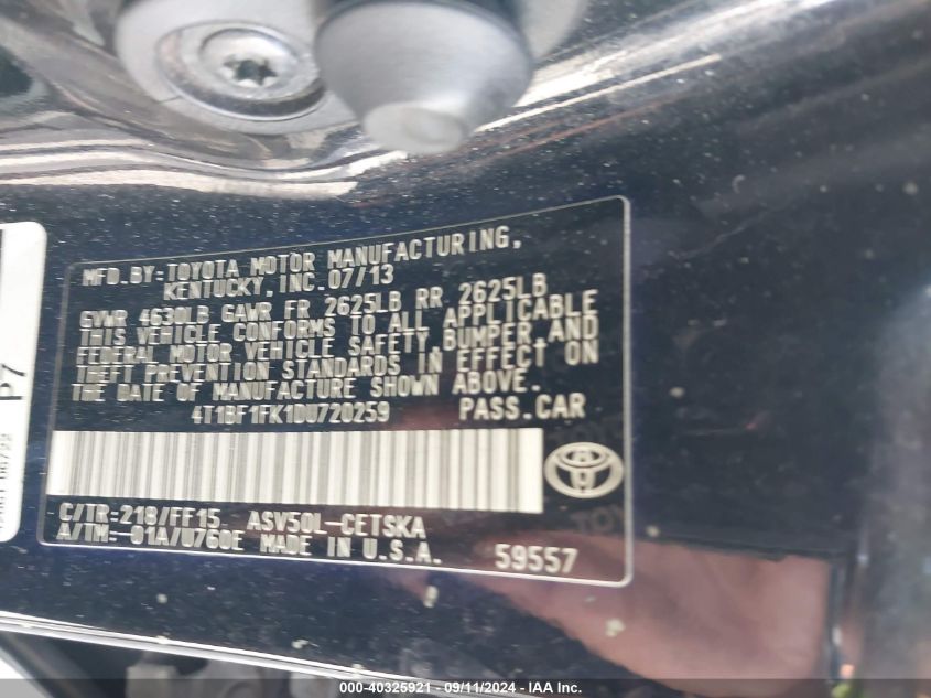 2013 TOYOTA CAMRY SE - 4T1BF1FK1DU720259