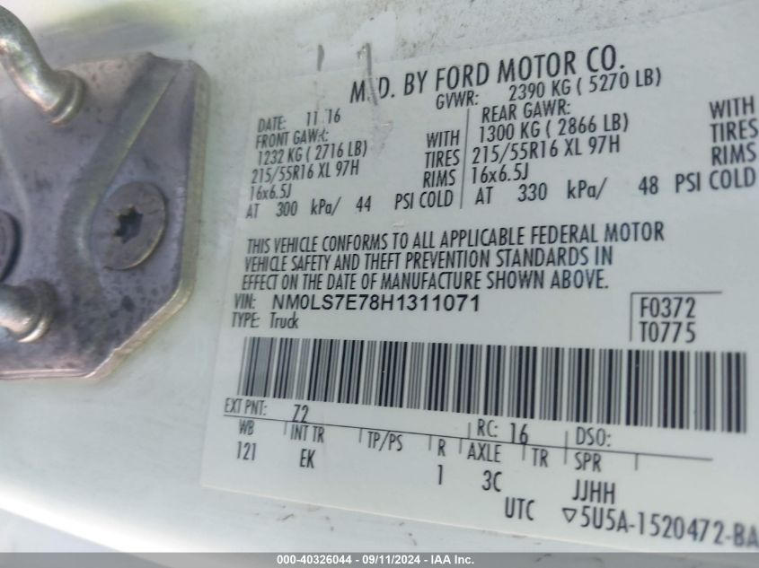 NM0LS7E78H1311071 2017 Ford Transit Connect Xl