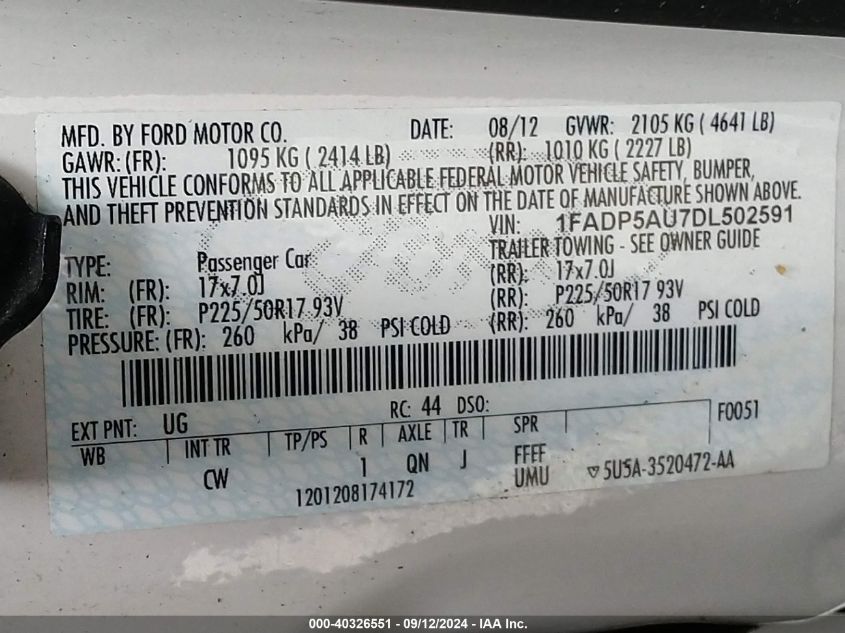 1FADP5AU7DL502591 2013 Ford C-Max Hybrid Se