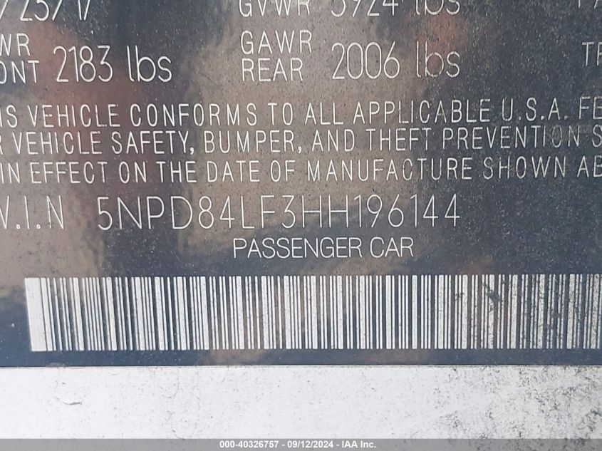 2017 HYUNDAI ELANTRA SE - 5NPD84LF3HH196144