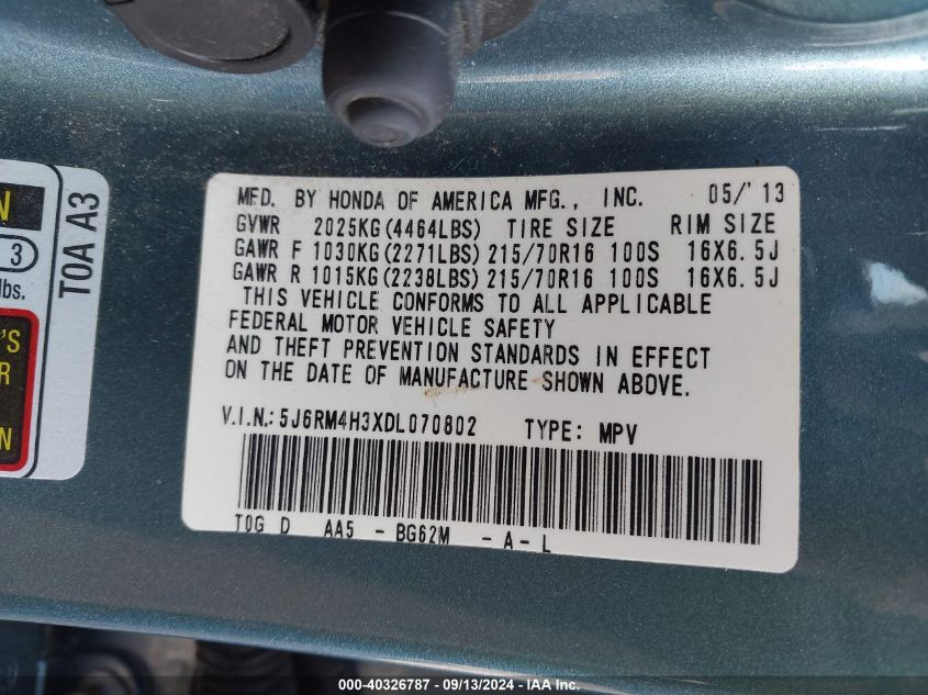 2013 HONDA CR-V LX - 5J6RM4H3XDL070802